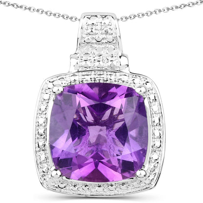Colgante de plata de ley .925 con amatista genuina de 5.85 quilates