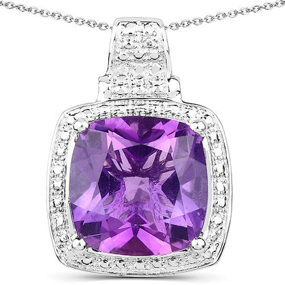 Colgante de plata de ley .925 con amatista genuina de 5.85 quilates