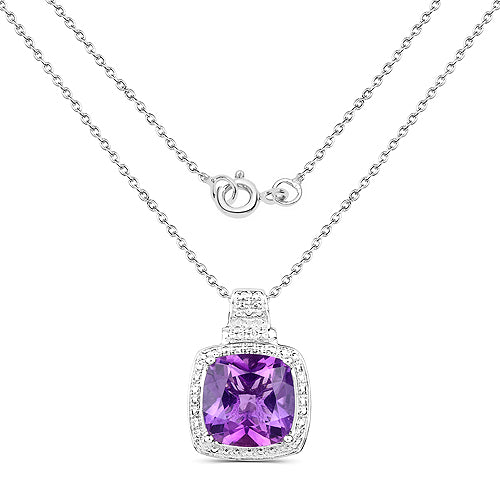 Colgante de plata de ley .925 con amatista genuina de 5.85 quilates