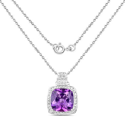 Colgante de plata de ley .925 con amatista genuina de 5.85 quilates