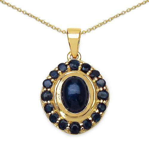 Colgante de plata de ley .925 con zafiro azul genuino de 3,02 quilates