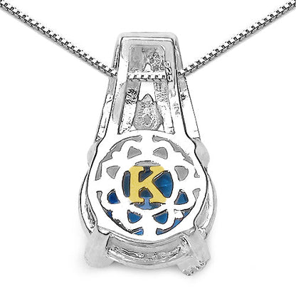Colgante de plata de ley .925 con topacio azul suizo auténtico de 4.94 quilates, diamantes azules y diamantes blancos
