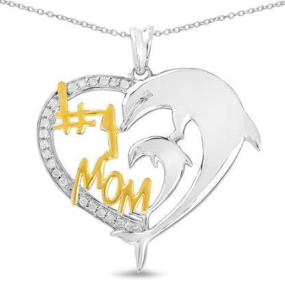 Colgante de plata de ley .925 con dos tonos y 0.14 quilates de diamantes blancos genuinos