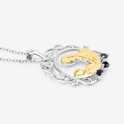 Colgante de plata de ley .925 con zafiro azul auténtico de 0,12 quilates