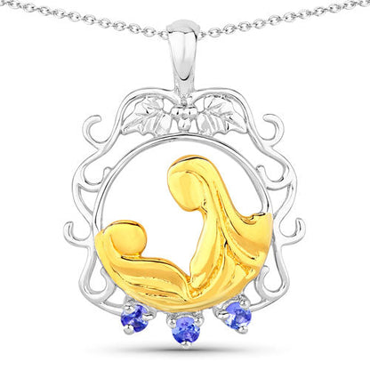 Colgante de plata de ley .925 con tanzanita genuina de 0.11 quilates