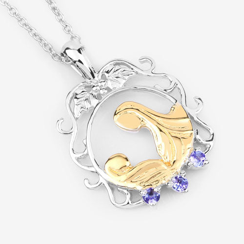 Colgante de plata de ley .925 con tanzanita genuina de 0.11 quilates