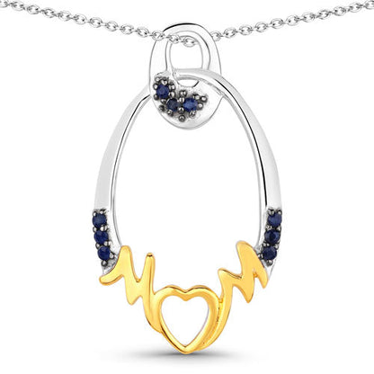 Colgante de plata de ley .925 con zafiro azul auténtico de 0.18 quilates