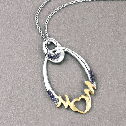 Colgante de plata de ley .925 con zafiro azul auténtico de 0.18 quilates