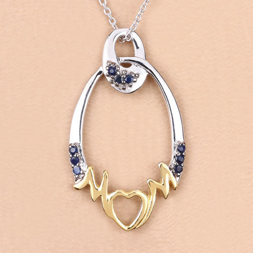 Colgante de plata de ley .925 con zafiro azul auténtico de 0.18 quilates