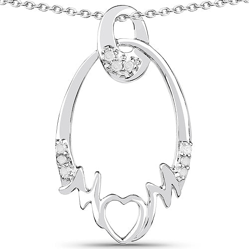 Colgante de plata esterlina .925 con diamante blanco genuino de 0.14 quilates
