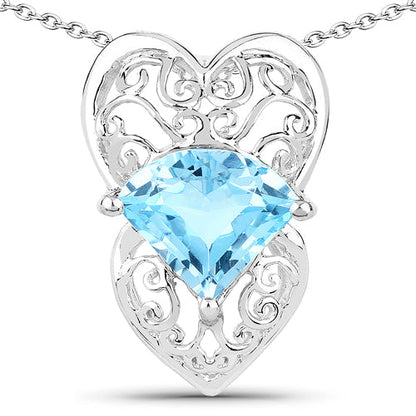 Colgante de plata de ley .925 con topacio azul suizo auténtico de 4,65 quilates