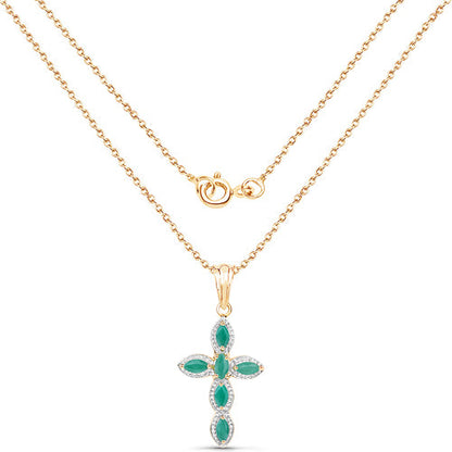 Colgante de plata de ley .925 con baño de oro amarillo de 18K y esmeralda natural de 0.84 quilates
