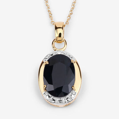 Colgante de plata de ley .925 con zafiro negro auténtico de 7,50 quilates