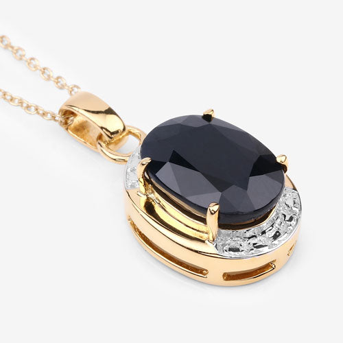 Colgante de plata de ley .925 con zafiro negro auténtico de 7,50 quilates