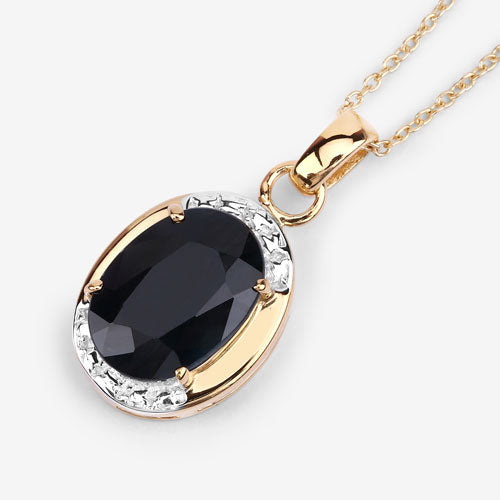 Colgante de plata de ley .925 con zafiro negro auténtico de 7,50 quilates