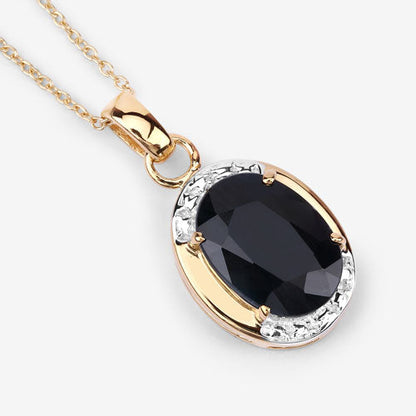 Colgante de plata de ley .925 con zafiro negro auténtico de 7,50 quilates