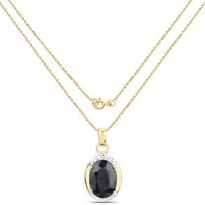 Colgante de plata de ley .925 con zafiro negro auténtico de 7,50 quilates