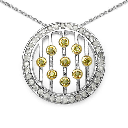 Colgante de plata de ley .925 con diamante blanco genuino y diamante amarillo de 0.50 quilates