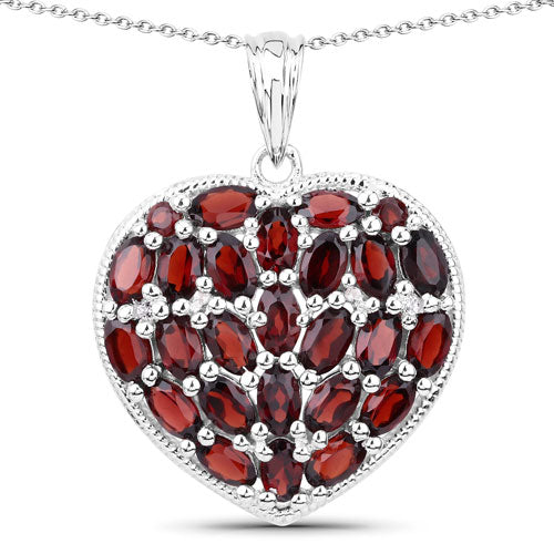 Colgante de plata esterlina .925 con granate genuino de 6.98 quilates y topacio blanco