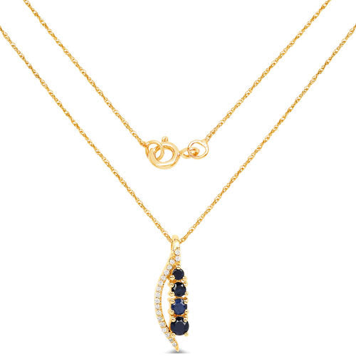Colgante de oro amarillo de 14 quilates con zafiro azul auténtico de 0,40 quilates y diamante blanco