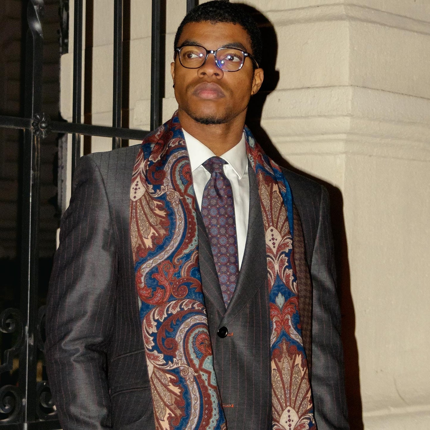 Aosta - Wool Scarf - Burgundy, Blue & Brown - My Men's Shop