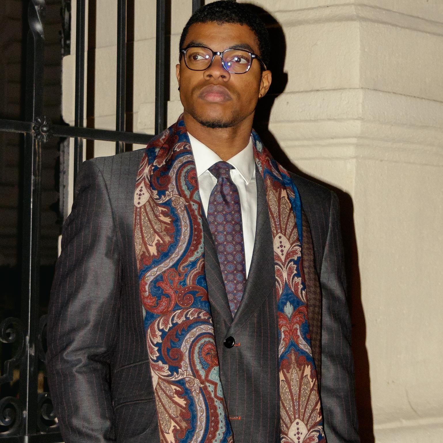 Aosta - Wool Scarf - Burgundy, Blue & Brown - My Men's Shop