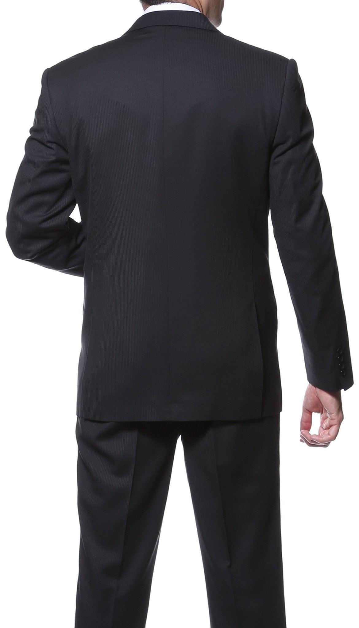 Parker 2 Piece Slim Fit Black Striped Tone on Tone Wool Suit