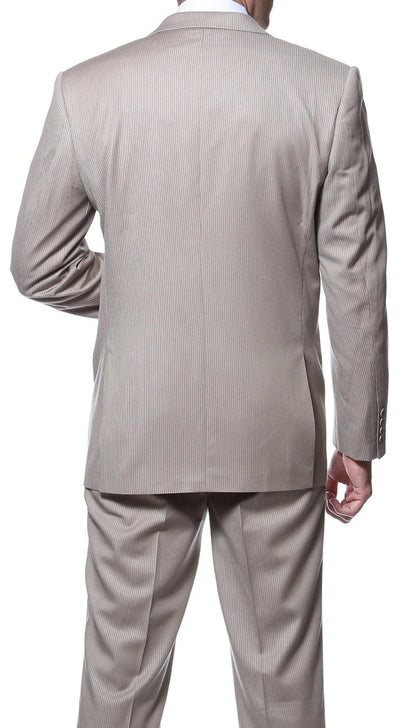 Parker 2 Piece Slim Fit Tan Striped Tone on Tone Wool Suit