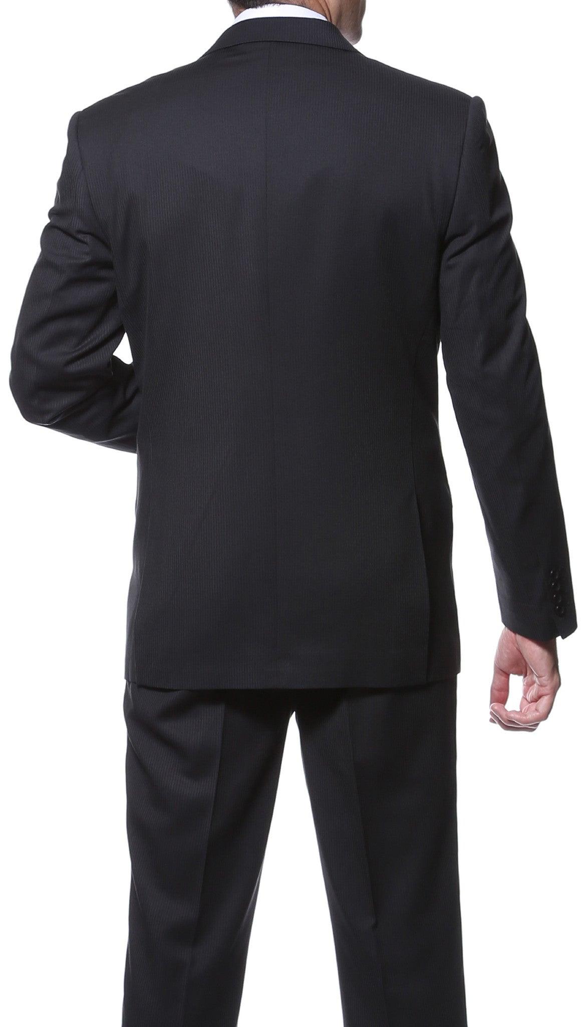 Parker Slim Fit Black Striped Tone on Tone Wool Suit