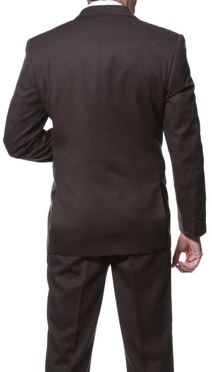 Parker Slim Fit Brown Striped Tone on Tone Wool Suit