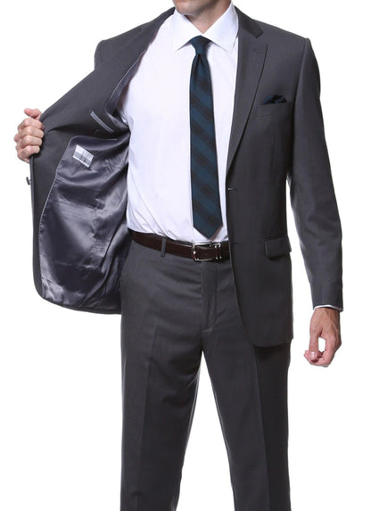 Parker Slim Fit Charcoal Striped Tone on Tone Wool Suit