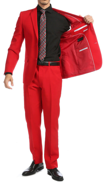 Paul Lorenzo Men's Red Slim Fit Men's Blazer