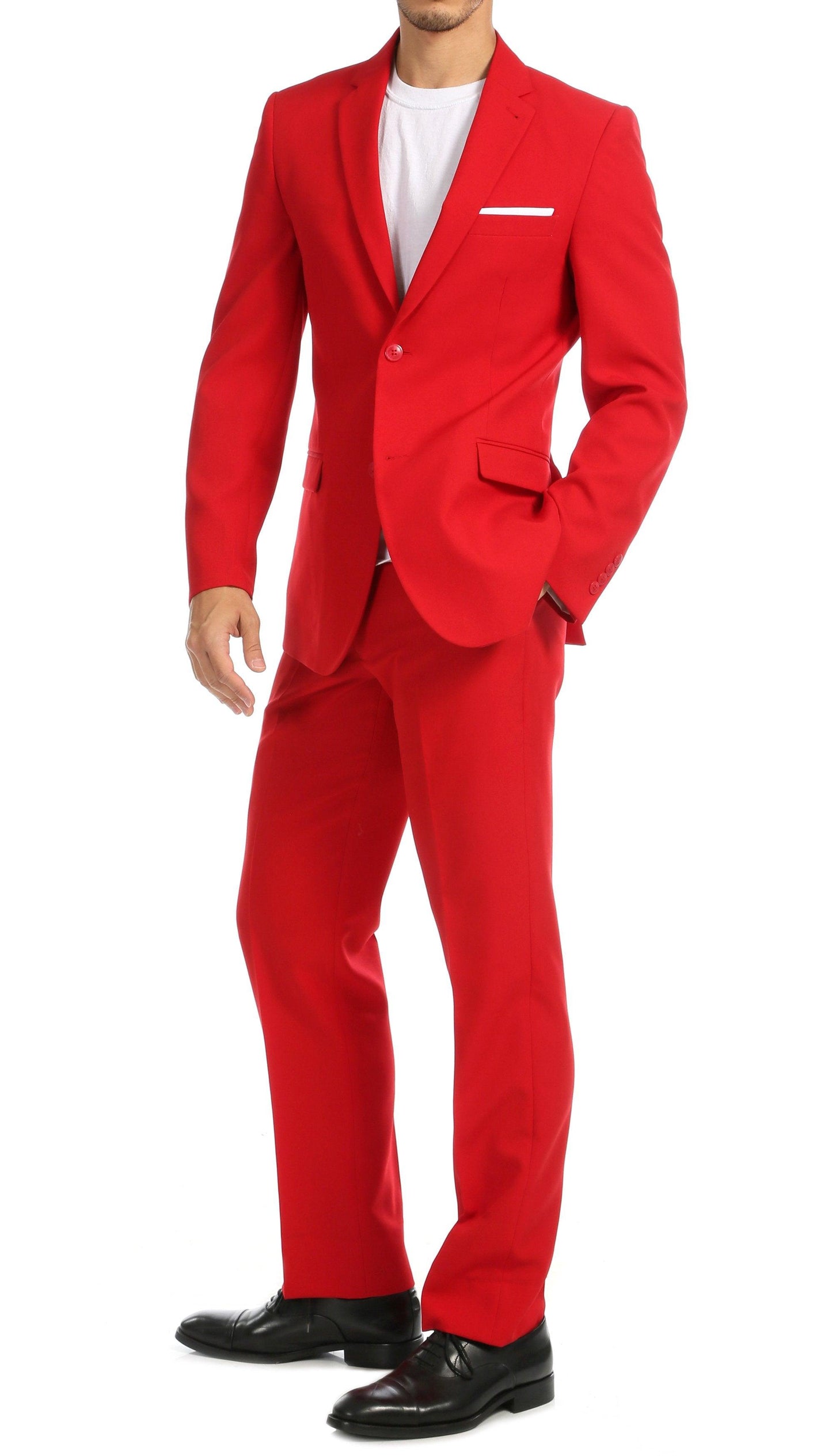 Paul Lorenzo Men's Red Slim Fit Men's Blazer