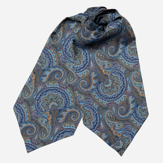 Bugatti - Silk Ascot Cravat Tie - Petrol Blue - My Men's Shop