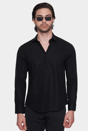 Camisa de vestir de algodón prémium (negra)