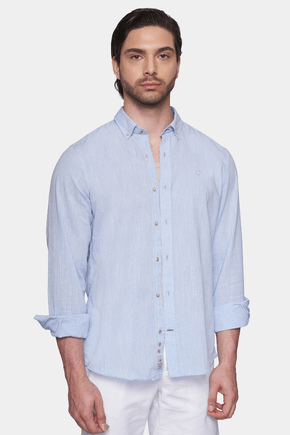 La camisa de lino de lujo (azul cielo)