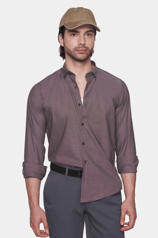 Camisa de vestir de algodón prémium (café)