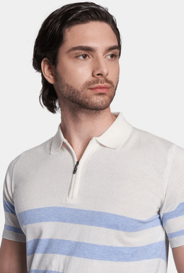 The Quarter Zip Mercerized Cotton Polo (Sunrise)