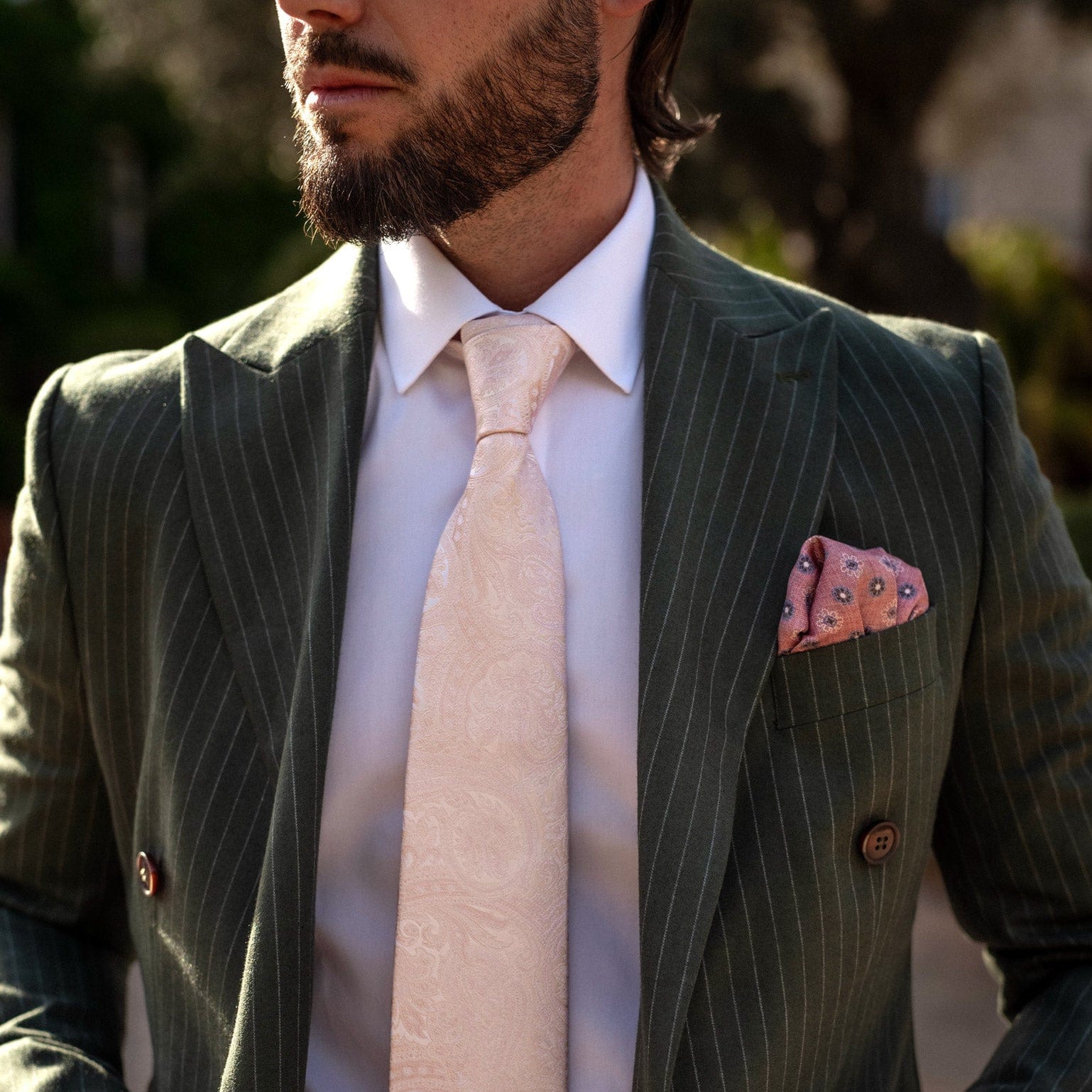 Pascal - Double Sided Silk Pocket Square - Blush - My Men's Shop
