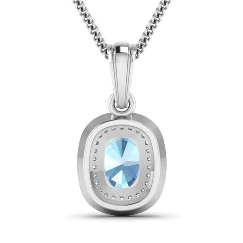 Colgante de oro blanco de 14 quilates con aguamarina auténtica de 1,35 quilates y diamantes blancos