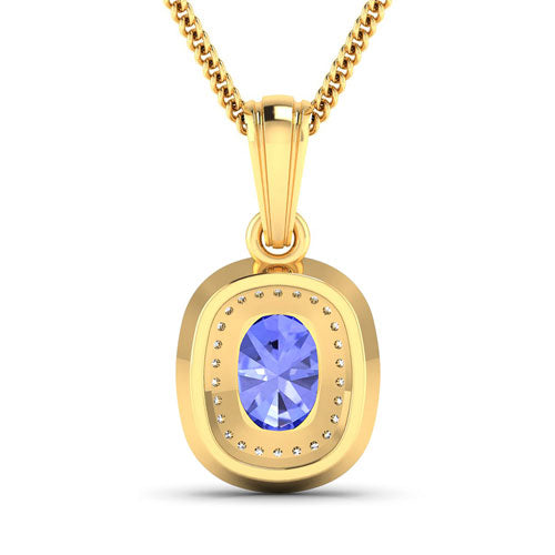 Colgante de oro amarillo de 14 quilates con tanzanita auténtica de 1,45 quilates y diamantes blancos