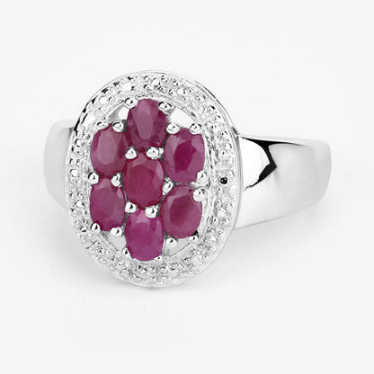 Anillo de plata de ley .925 con rubí auténtico de 1.54 quilates