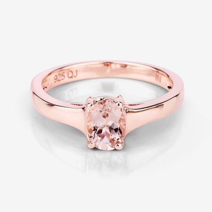 Anillo de plata de ley .925 con morganita auténtica de 0,70 quilates