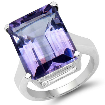 Anillo de plata de ley .925 con amatista auténtica de 11.47 quilates