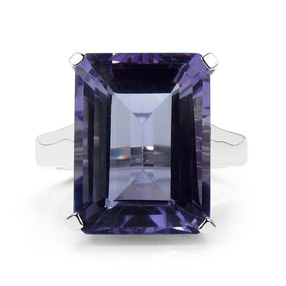 Anillo de plata de ley .925 con amatista auténtica de 11.47 quilates