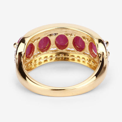 Anillo de plata de ley .925 con rubí genuino de 1.74 quilates y diamantes blancos