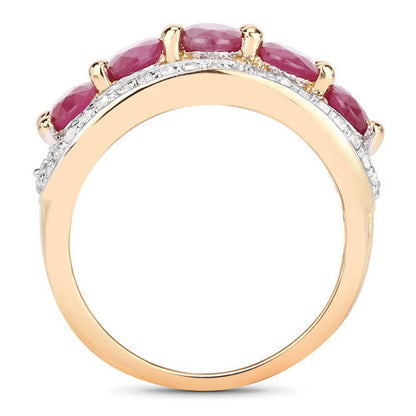 Anillo de plata de ley .925 con rubí genuino de 1.74 quilates y diamantes blancos