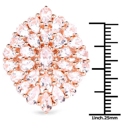 Anillo de plata de ley .925 chapado en oro rosa de 18K con morganita auténtica de 4,55 quilates