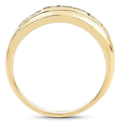 Anillo de plata de ley .925 chapado en oro amarillo de 14 quilates con zafiro verde auténtico de 1.26 quilates