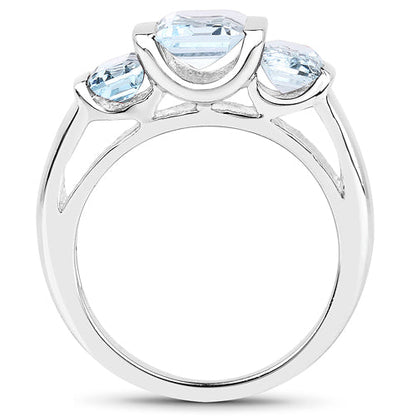 3.21 Carat Genuine Blue Topaz .925 Sterling Silver Ring